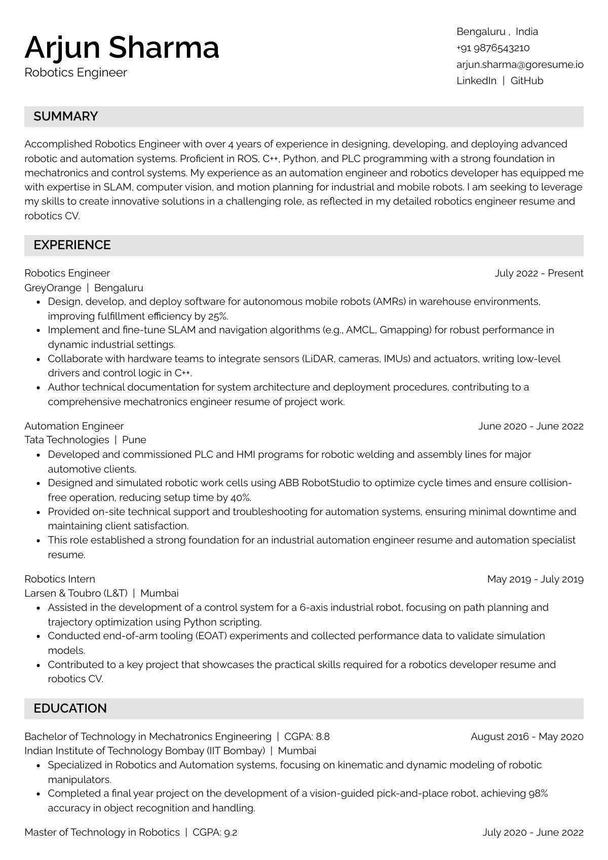 GoResume editor preview