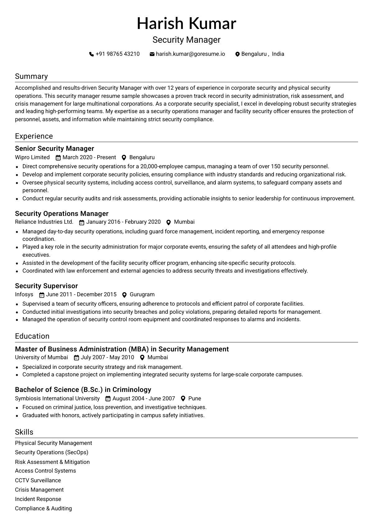 GoResume editor preview