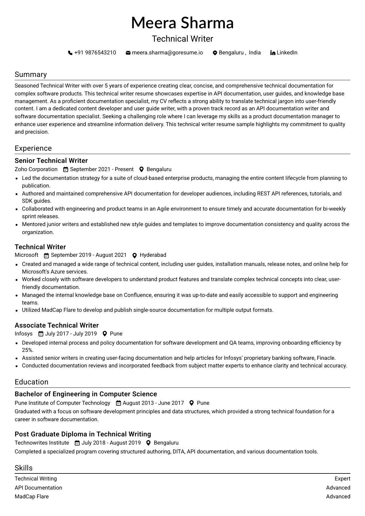 GoResume editor preview