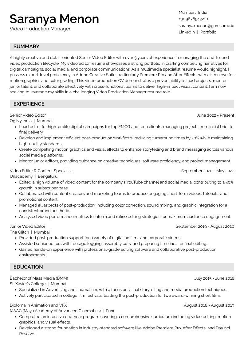 GoResume mobile editor preview
