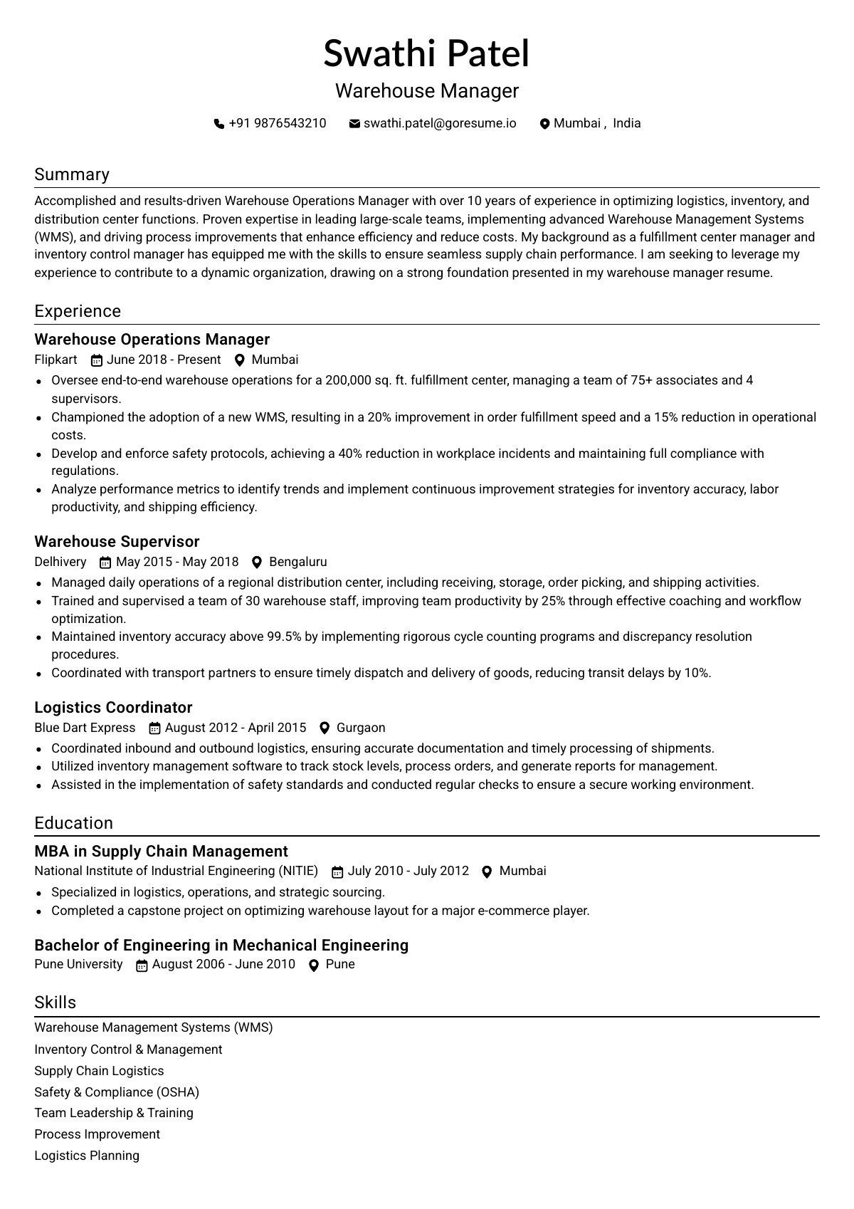 GoResume editor preview