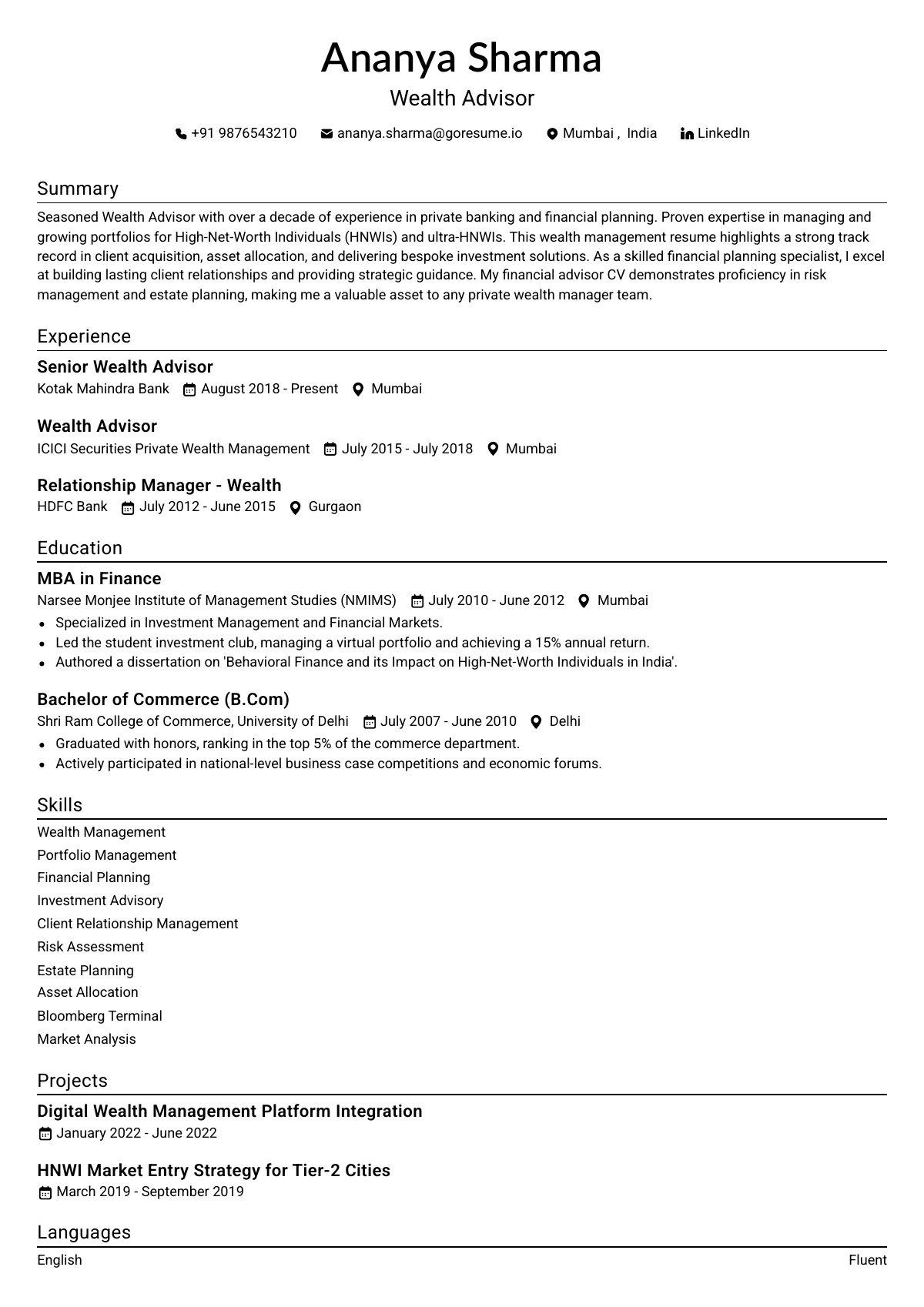 GoResume editor preview